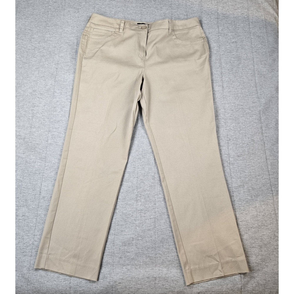 Larry Levine Sport Women's High Rise Casual Straight Leg‎ Stretch Khaki Pants 16